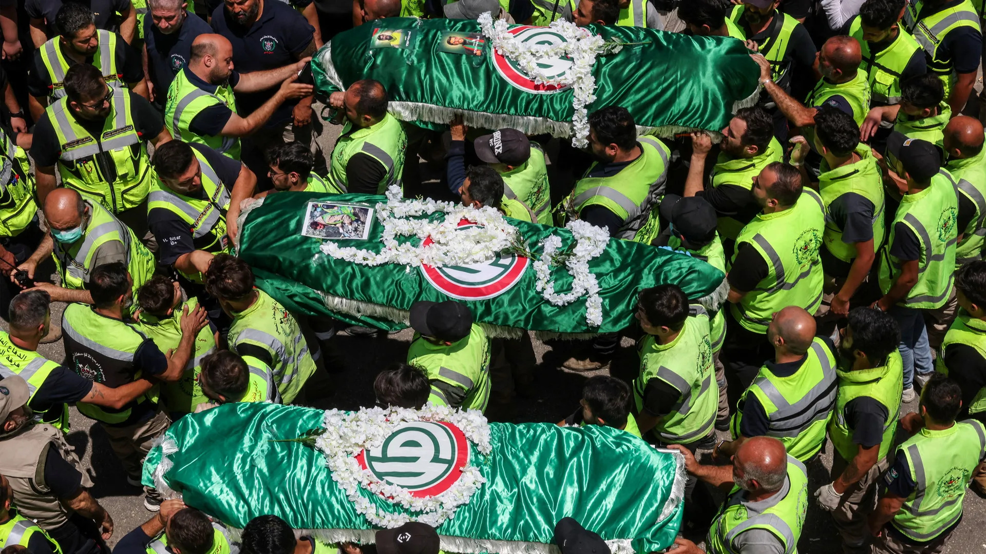 Funerals for medics killed in Israeli air strikes in southern Lebanon