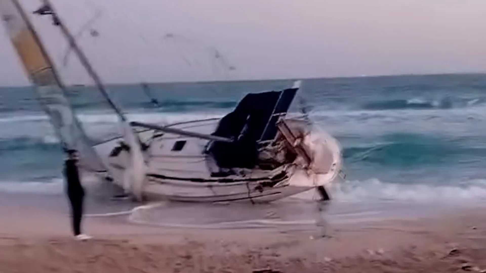 Abandoned flotilla boat washes ashore in Egypt with Gaza aid