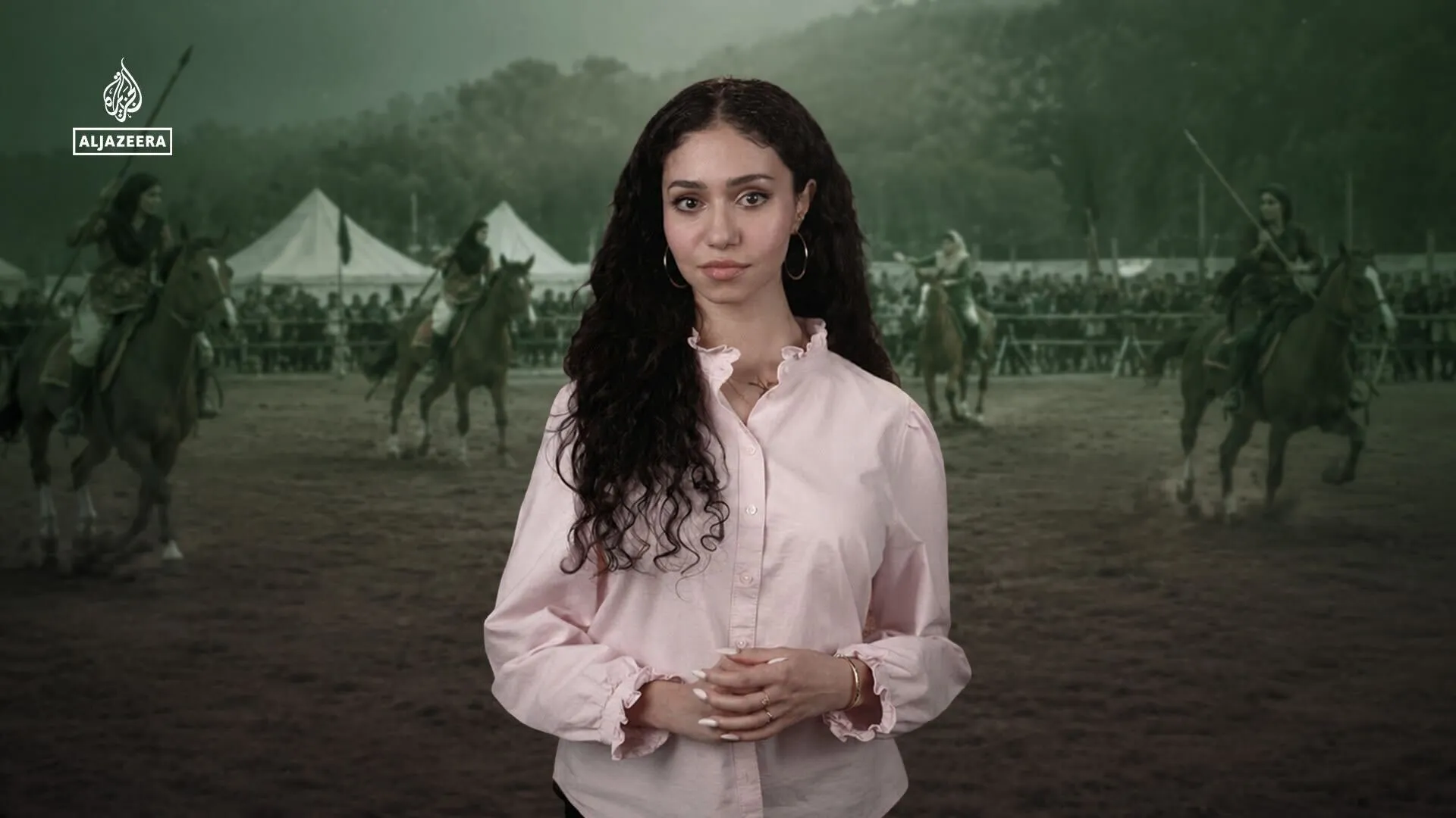 Pakistani women in tent-pegging