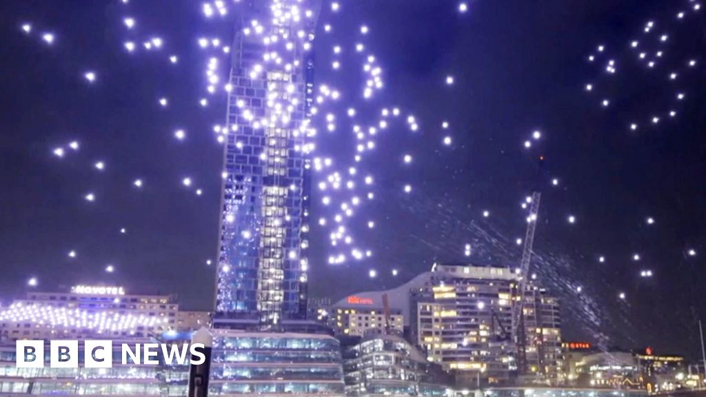 Watch: Light drones fall during display in Sydney