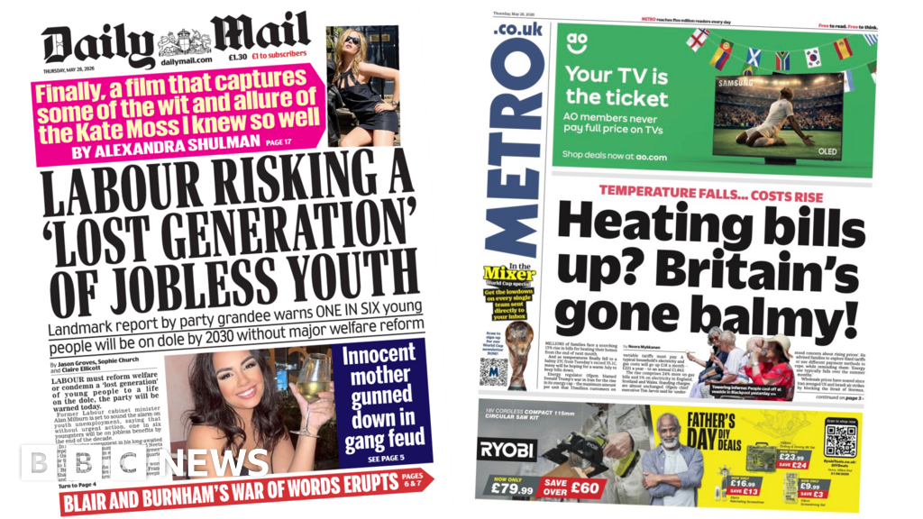 The Papers:  'Labour risking 'lost generation' and 'Britain's gone balmy!'