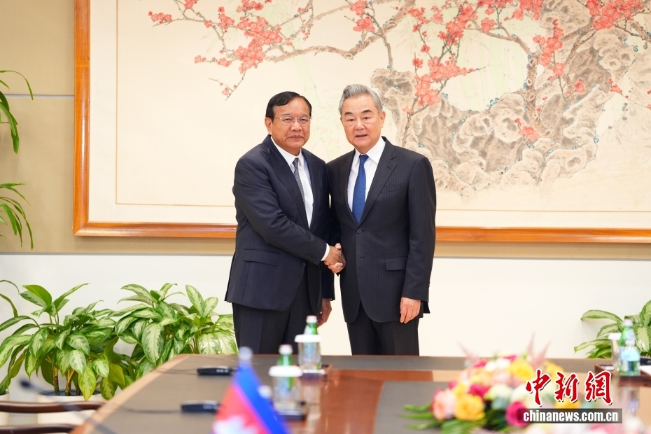 王毅会见柬埔寨副首相兼外交大臣布拉索昆