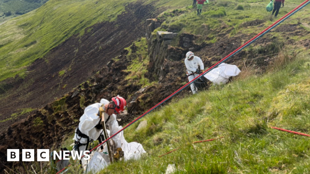 Mountain rescue's 12-hour operation to clear 'river of rubbish' seen 3 miles away