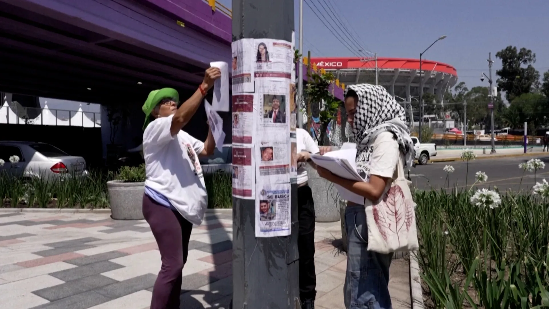 Activists plaster missing posters around Mexico stadiums ahead of World Cup