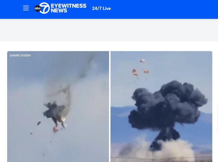 美国一空军基地两架飞机空中相撞并坠毁 飞行员弹射逃生